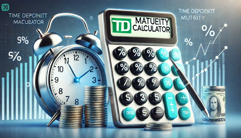 DALL·E 2025-02-14 21.14.06 - A professional and modern thumbnail for a TD Maturity Calculator blog post. The image features a sleek calculator displaying financial symbols like pe